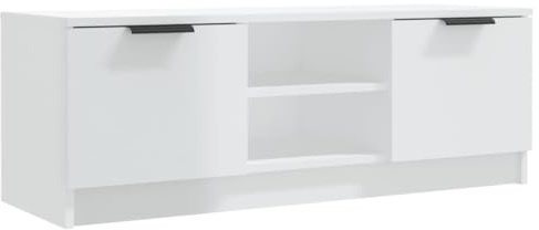 vidaXL TV Schrank Lowboard TV Möbel Tisch Board Sideboard Fernsehschrank Fernsehtisch HiFi-Schrank Hochglanz-Weiß 102x35x36,5cm Holzwerkstoff