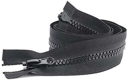 Cremallera 5# Cremallera de doble apertura de resina negra, doble deslizador, chaqueta, abrigo, tienda, toldo, extremo abierto, cremallera, accesorios de costura (color: negro, tamaño: 39.4 in) (Colo