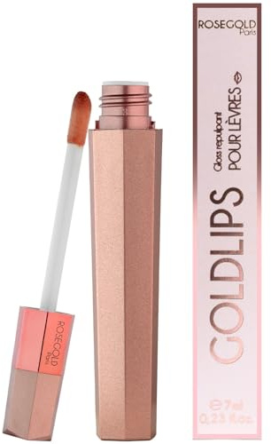 ROSEGOLD GOLDLIPS Gloss Repulpant Hydratant pour Lèvres Pulpeuses et Éclatantes à l'Acide Hyaluronique - 100% Naturel - Fabriqué en France - Sans hormone sans parfum - Vegan (1 Mois)