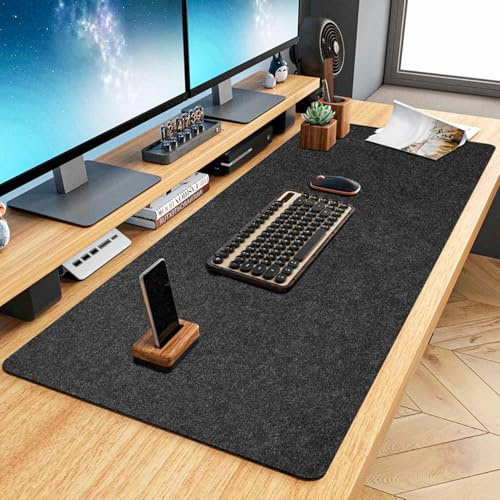Schreibtischunterlage Filz 100 x 43cm Groß Mauspad Schreibtisch Unterlage Rutschfester Desk Mat Schreibtisch Unterlegmatte für Büro und Zuhause Office Desktopschutz (Dunkelgrau)