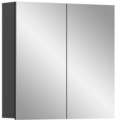 xonox.Home - Spiegelschrank Soft 60x60x15 cm in Front Spiegelfläche Korpus grau Nb - Badspiegelschrank Spiegelschränke fürs Bad - modern, praktisch und funktional