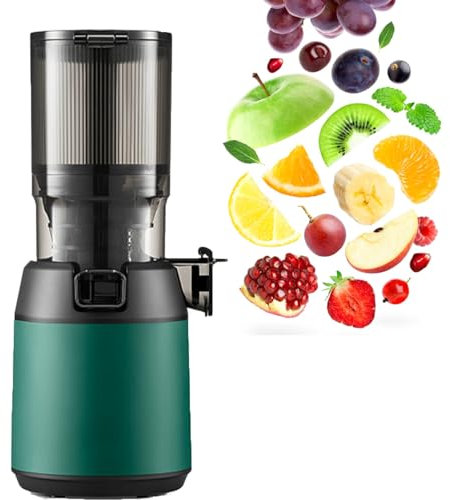 Spremiagrumi Professionale A Masticazione Lenta, Spremiagrumi Centrifughi, Spremitore A Freddo, Con Scivolo Extra Large Da 5 Adatto Per Frutta Intera E Verdura, Facile Da Pulire, Autoalimentato,Green