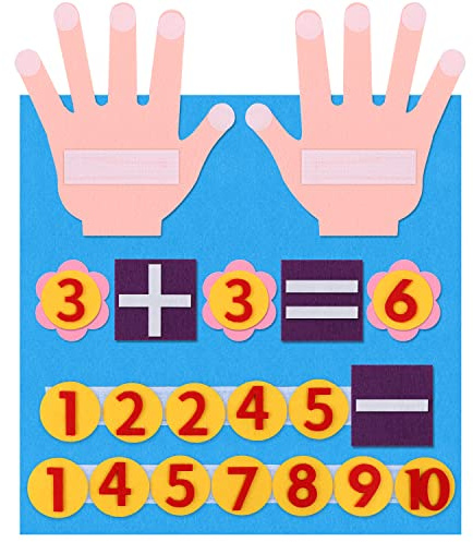 GOKEPO Felt Board Finger Numbers Counting Toy Toddler Early Educational Enlightenment Learning School Supplies Kindergarten Children Preschool Addition Subtraction Manipulatives Math Teaching Aids