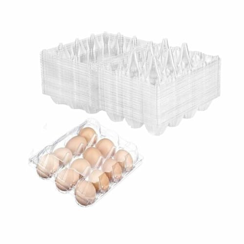 Cartoni per uova in plastica economici, trasparenti, contenitore per uova di gallina, con coperchio a cerniera, 12 griglie per la protezione delle uova, per frigorifero, fattoria, mercato domestico