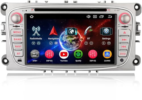 Erisin 8-Core Bluetooth 5.0 Android 13 Autoradio GPS per Ford Mondeo Focus S-Max C-Max Galaxy Touch Screen Wireless CarPlay Android Auto Dab+ FM Radio Lettore DVD DSP WiFi TPMS 4GB 64GB