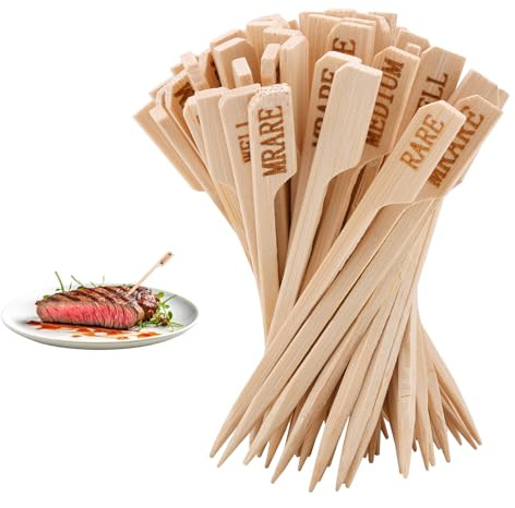 300 bastoncini per bistecca, spiedini in legno per bistecche, spiedini piatti per kabob, stuzzicadenti da cocktail, accessori per bistecche, barbecue, frutta, grigliate, arrosti, feste