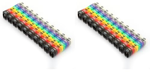 200 Stück Kabelmarkierer Clips 0-9 Kabelkennzeichnung Digitale Nummern-Rohrleitungsetiketten-Rohrmarkierung, Bunt, Praktisches Clip-on-Design, Leicht zu Identifizierende Kabel