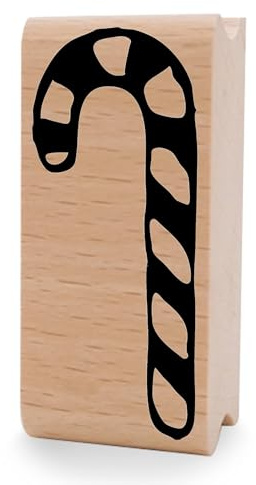 NEWSTAMPS Stempel Zuckerstange Motivstempel aus Holz & Gummi zum Karten und Geschenke basteln, Holzstempel für Weihnachten, Weihnachtskarte, Advent, Scrapbook, Textilstempel, Deko, Freunde