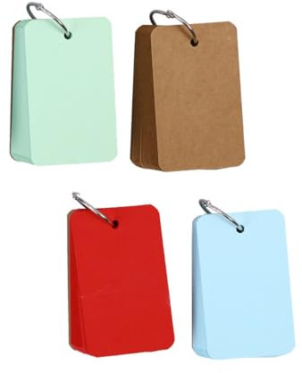 Tofficu 4 Stücke Kraftpapier Lernkarten Mit Binder-Ringen Praktische Notizblöcke Für Schule Büro Und Zuhause Leere Flashcards Für Einfaches Lernen Und DIY-Studienkarten