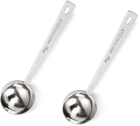 2 Pieces 2 Tablespoon Scoops with Long Handle, 30 ml Stainless Steel Coffee Measuring Spoon 30ml Measuring Tablespoon for Coffee Milk Fruit Powder