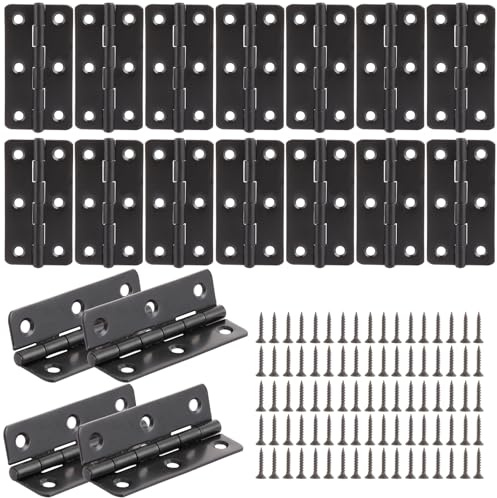 GBACHOOSE 20 Pcs Door Hinges, 3 Inch (76mm) Matt Black Door Hing, Cupboard Door Hinges with 12 pcs Screws for Windows, Boxes, Cabinets
