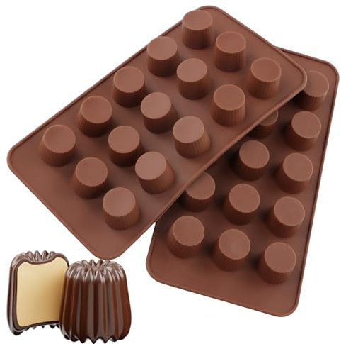Dewocke Moldes de Silicona Antiadherente con 15 Cavidades para Chocolate, Moldes de Grado Alimenticio, Libre de BPA, Ideal para Bomba de Grasa Keto, Taza de Mantequilla de Maní, Panna Cotta, Set de 2