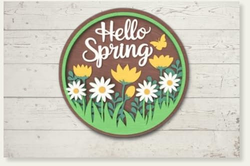 DIY Türschild Türhänger aus Holz, Hello Spring, Bastel Set, Selbst gestalten, anmalen, Valentin Geschenk, Holz Deko, Holzpuzzle