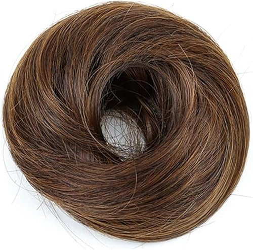 FDEETY Postizos Moño y Coletas con Banda Elástica Extensiones pelo Natural Aporta Volumen y Saturación Crea el Peinado Ideal para Pelucas Mujer(B)