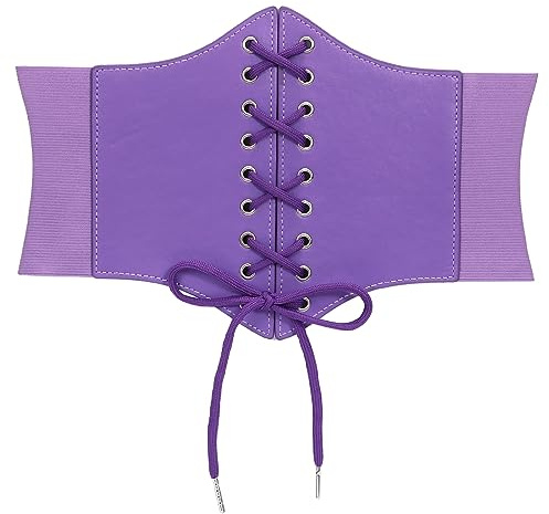 JasGood Corsé con cordones para mujer, banda ancha elástica, cinturón de cintura de waspie atado para mujer, para fiestas de Halloween y otros eventos, ideal, morado, 78 cm (Passend für Taillengröße