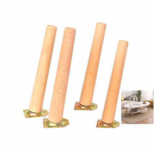 Satz von 4 Möbelbeine aus Naturholz 64,8 cm schräge Holztisch Beine für Schrank Schrank Stuhl Kommode Tisch TV-Ständer