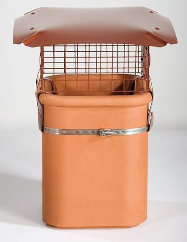 Square Bird Guard Chimney Cowl Terracotta Rain Cap, 9 x 9 (23 x 23 cm)