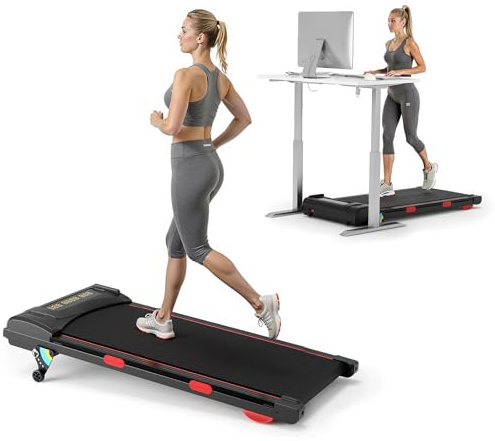 Laufband für Zuhause 2-in-1 Walking Pad, Doppellagigen Laufdeck 3-Bildschirm LED-Anzeige 1-6 km/h Geschwindigkeit, Fernbedienung und App Steuerung, Kompakt Design für Büro & Heimgebrauch