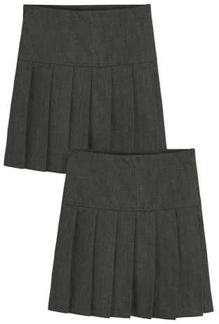 NEXT Fille Jupe d’école plissée à Taille Fine, Lot de 2 Gris 6 Ans