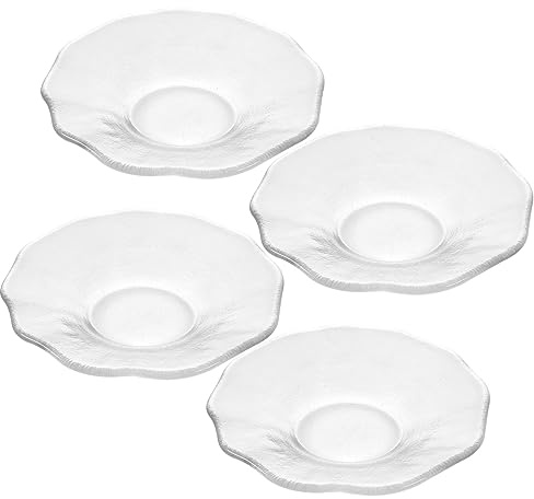 GOOHOCHY 4piezas Posavasos De Vidrio Transparentes Platillos para Bebidas y Tazas De Té Decoración De Mesa para Comedor y Hogar