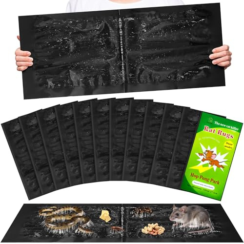 Tablero de pegamento para trampa para ratones, paquete de 12, almohadillas adhesivas extra grandes y resistentes para control de ratas y ratones, para el hogar, garaje, cocina, jardín, sótano