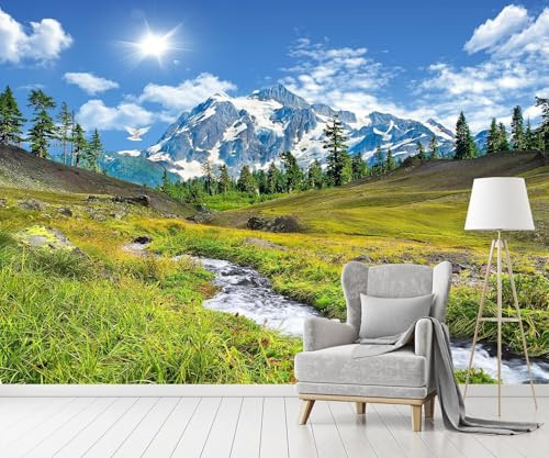 Fotomurale Bosco di Montagna Carta da Parati Paesaggio le 3D Fotomurali In Tessuto Non Tessuto 400x280 Decorazione Parete Camere da Letto Soggiorno Pareti Murale Poster Giganti a-8998