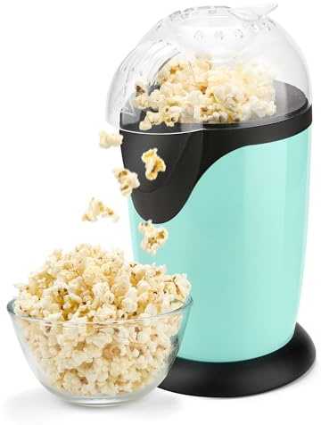 Hot Air Popcorn Maker, 9-Cup Electric Pop Corn Popper machine with Measuring Cup & Butter Melter, Fast Popping & Oil-Free, BPA-Free kitchen appliances for Home Movie Nights & Parties - Aqua