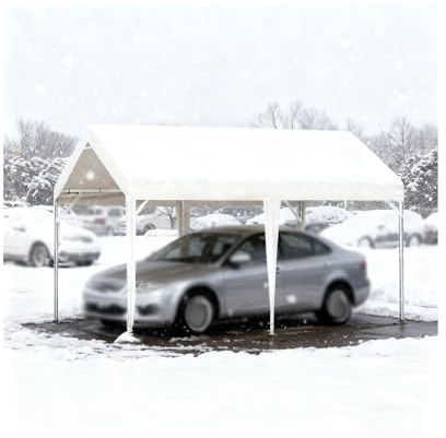 Große, Robuste Carports Mit Verstärktem Rahmen, Wind- Und Schneesichere Carport-Bausätze Für Traktoren, LKW, Wohnmobile Und SUVs(White)
