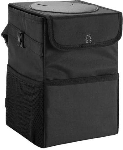 ANDRESLAD Cubo de Basura para Coche Pequeño de Tela Oxford Tapa Bolsa Plegable para Almacenamiento en Auto Portátil y Fácil de Limpiar Adecuado para Mantener Limpio el Interior del