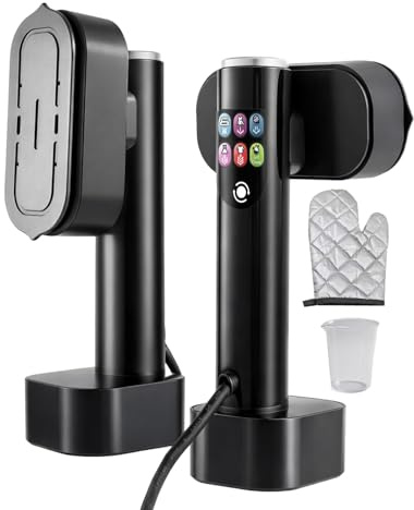 HUIPLUS Steamer Dampfglätter, 1300W Mini Dampfbügeleisen, 2-in-1 Reisebügeleisen, 15s Schnellaufheizung, 190ml Wassertank, 6 Modi (5 Dampf+1 Trocken), mit LED-Display, für Zuhause, Reise & Urlaub