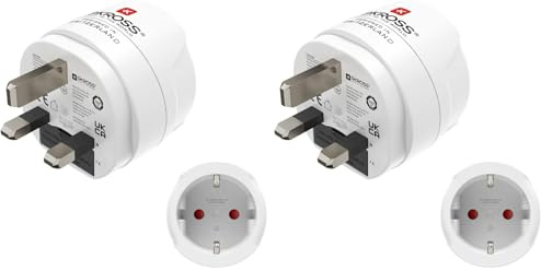 Hama | Adaptador de Viaje Tipo G, de 3 Conectores, para la Commonwealth y el Reino (Paquete de 2)