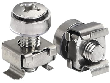 Kit de tuercas jaula y tornillos para montaje en b Tuercas enjauladas flotantes de acero inoxidable, montaje en bastidor cuadrado a presión for servidores M5 y M6, 10 Uds(25mm (10Pcs),M5)