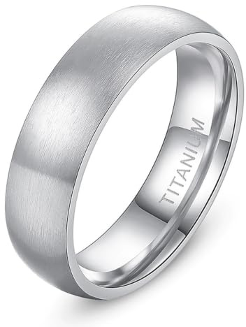 Homxi Ring Damen Herren Titan mit Gravur, 4MM/6MM/8MM Matt Rund, Trauringe Herrenring Silber