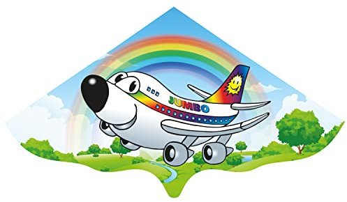 Günther Flugspiele 1102 - Einleiner-Drachen Jumbo, ca. 115 x 63 cm, Kinderdrachen aus robuster PE-Folie, für Kinder ab 4 Jahren, inkl. Griff und Drachenschnur