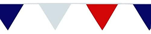 Amscan – 8605 – Girlande Fähnchen – 400 x 26 cm – blau/weiß/rot