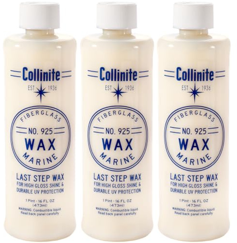 Collinite 925 Wax- Marine/RV Carnauba + Polymer Wax Sealant for Long-Lasting Fiberglass Protect. Easy to use +DA Friendly. Prevents Oxidation + High Gloss Shine+UV Protection (16 fl oz) - 3 Pack