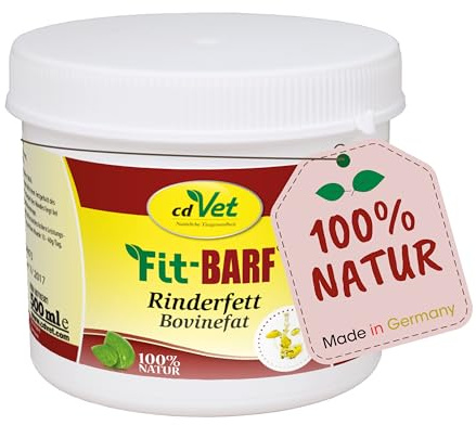 cdVet Fit-Barf - Grasa de bovino, 500 ml, suplemento dietético con Grasa de Vacuno Pura para la Salud del hígado, los riñones, la Piel y el metabolismo de Perros y Gatos