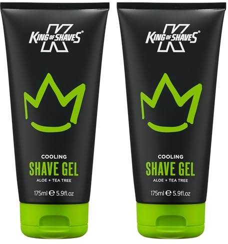 King of Shaves Gel à raser rafraîchissant Aloe+Arbre à thé 2x175ml