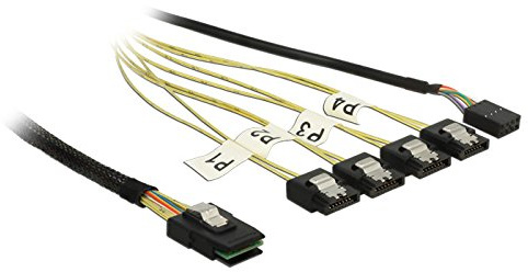 DELOCK Cable Mini SAS SFF-8087 4 X SATA DE 7 Pines INVERSA + Banda Lateral DE 1 M