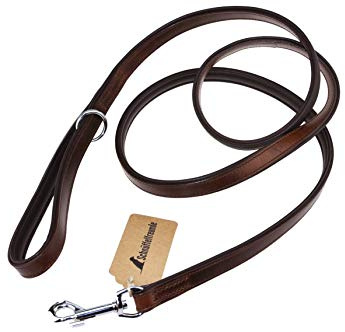 Schnüffelfreunde Hundeleine aus Leder - Führleine - Lederleine für den Hund - Für alle Hunde (180cm, Braun)