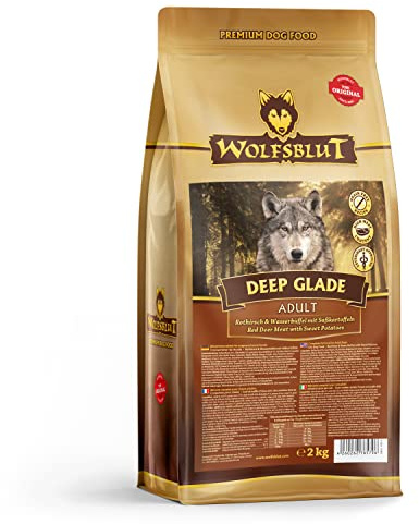 WOLFSBLUT – Deep Glade Adult | Trockenfutter mit natürlichen Zutaten und wertvollen Superfoods für ausgewachsene Hunde. Getreidefreies Alleinfutter ohne Zusatzstoffe im Beutel | 2kg Hirsch