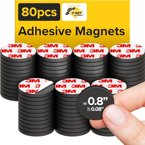 X-bet MAGNET Magnetic Dots - Self Adhesive Magnet Dots (0.8 x 0.8) - Peel & Stick Magnetic Circles - Flexible Sticky Magnets - Sheets is Alternative to Magnetic Squares, Stickers