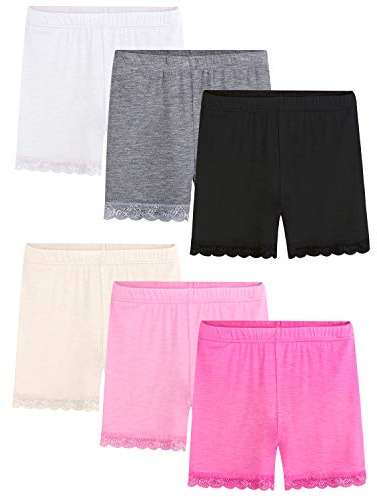 BOOPH Lace Bike Short Girls Dance Undershorts for 5-7 Years 6 Pack Multicolored