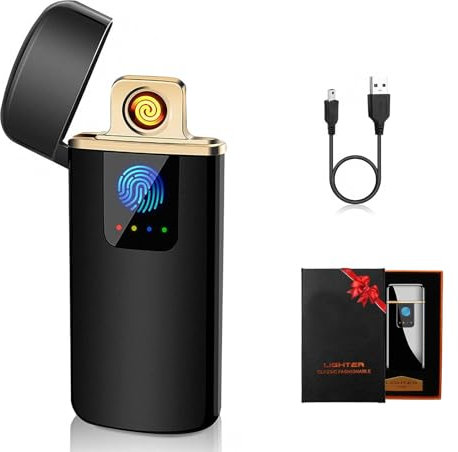 ASANMU USB Elektronische Feuerzeug Lichtbogen Sturmfeuerzeug USB Aufladbar Touchscreen Elektro-feuerzeug mit Batterieanzeige Winddicht Plasma feuerzeug Advent Weihnachten Geschenke für Männer Ihn Papa