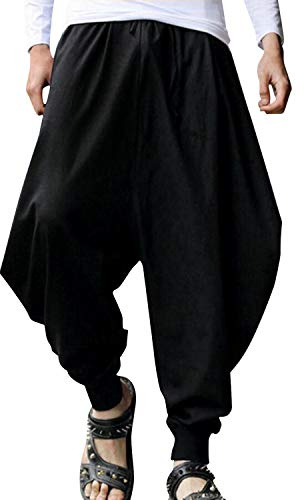 Frestepvie Herren Haremshose Freizeithose Casual Männer Hippie Kleidung Pumphose Fischerhose Fitness Yoga Goa Tanz Strand Hosen Pilates Hosen Sarouel Baggy Aladinhose