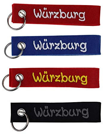 Schlüsselanhänger verschiedene Farben aus Filz mit Städtenamen z.B. Würzburg personalisiert - Geschenk mit Wunschbeschriftung - Filzband mit Name
