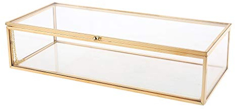 guanjunLI Goldene Glas Schmuck Schatulle, Geometrisch Schmuckkästchen, Aufbewahrungsbox Schmuckbox, Für Aufbewahrung Anzeige Ringe Ohrringe-Blume