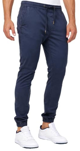 Indicode Herren Fields Stoffhose aus Baumwolle mit 4 Taschen und Tunnelzug