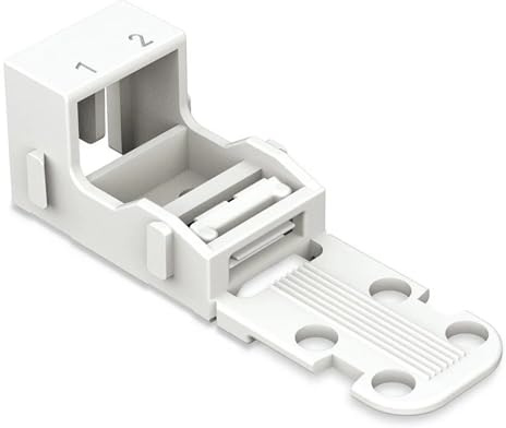 WAGO Befestigungsadapter 221-522 | für 2 Leiter-Klemmen, 4 mm², 10 Stück, mit Rastfuß, geeignet für stehende Montierung von Verbindungsklemmen, weiß