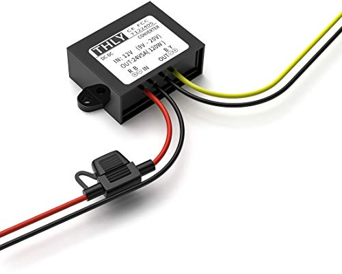 Convertisseur 12v 24v, Transformateur DC 5A 120W Transformateur élévateur avec Fusible étanche, pour Bateau de Véhicule de Camion de Golf (Accepter Les Entrées DC9-20V)